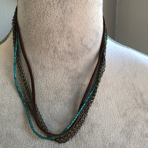 Necklace - 5 strands of different colors and textures - Picture 1 of 5